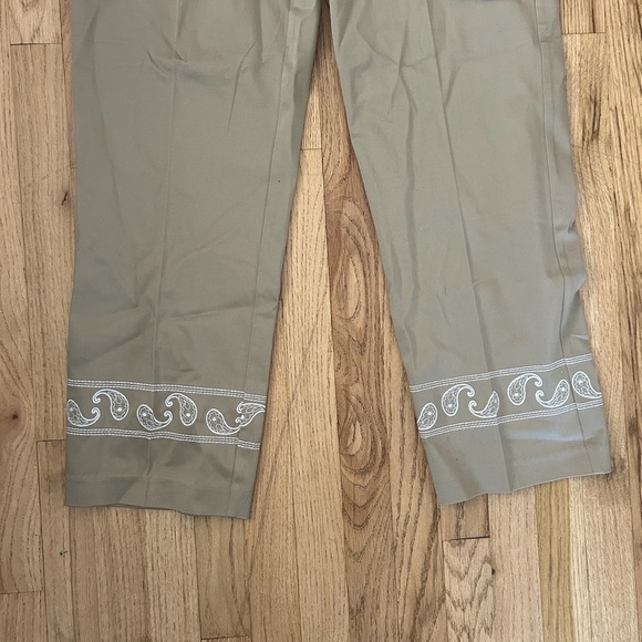 Belongings Stretch Tan Embroidered Paisley Dress Pants Sz 14 NWT - Picture 3 of 6
